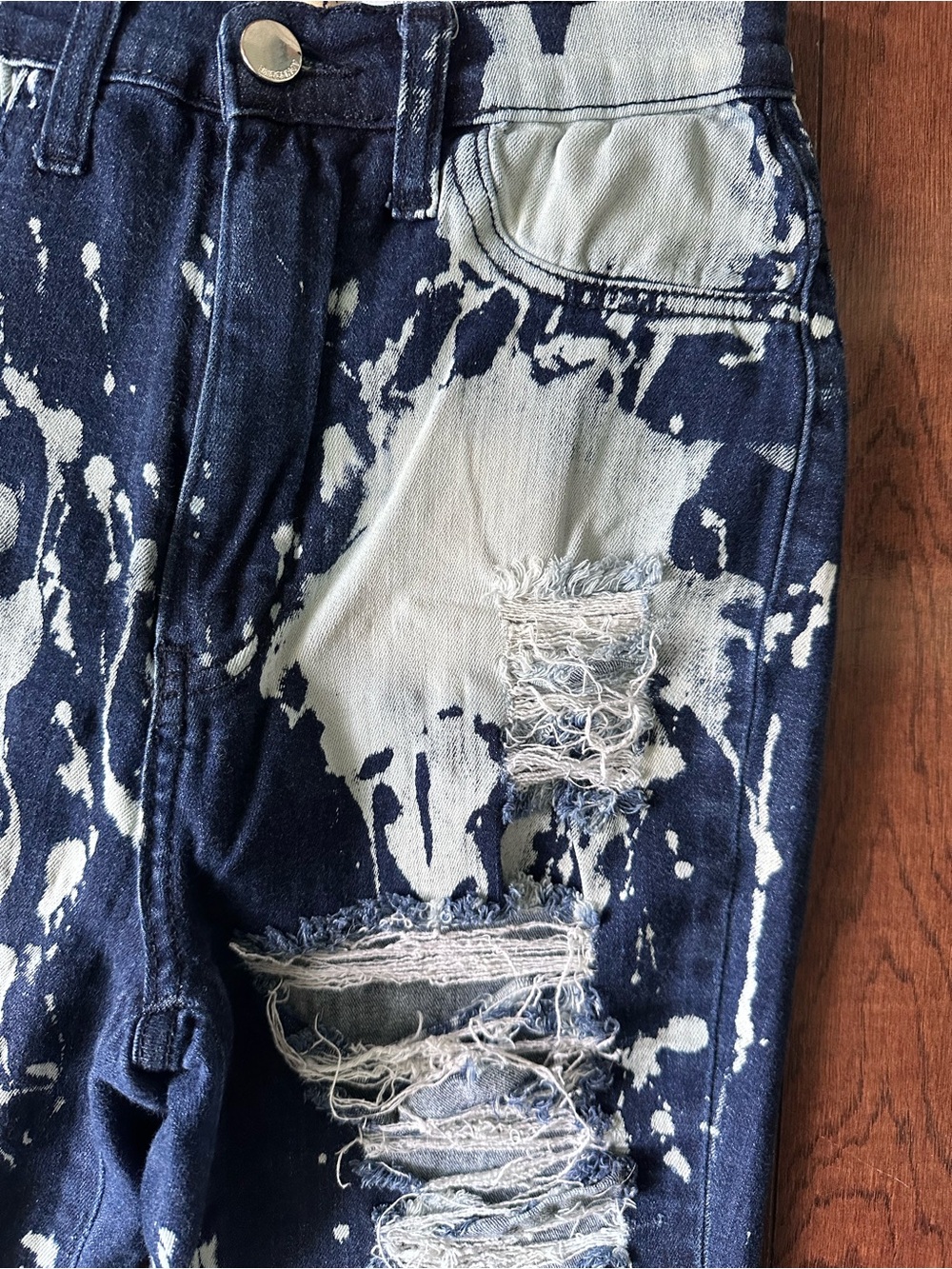 Aphrodite Distressed Paint-Splatter Skinny Jeans high rise unique - Picture 3 of 9